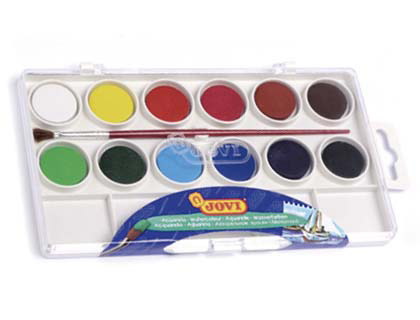 [800/12] ACUARELA JOVI 12 COLORES CON PINCEL ESTUCHE DE PLASTICO