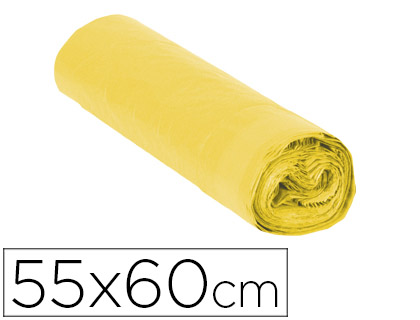 [18952] BOLSA BASURA DOMESTICA AMARILLA CON AUTOCIERRE 55 X 60 CM ROLLO DE 15 UNIDADES