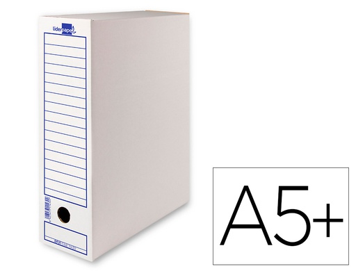 [DF03] CAJA ARCHIVO DEFINITIVO LIDERPAPEL 103 CUARTO CARTON RECICLADO 325G/M2 LOMO 105 MM BLANCO 278X105X213 MM