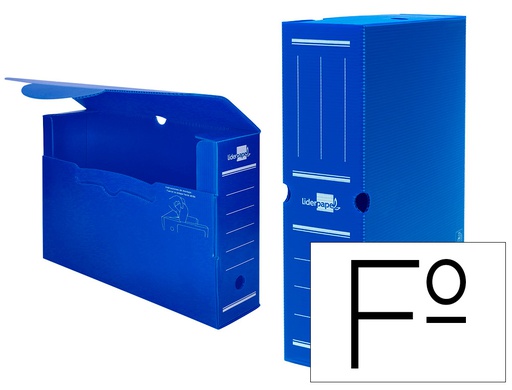 [DF05] CAJA ARCHIVO DEFINITIVO PLASTICO LIDERPAPEL LOMO 100 MM AZUL 360X100X260 MM