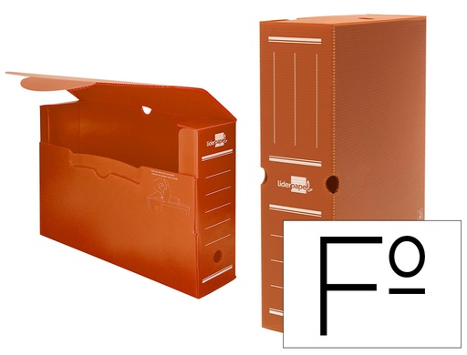 [DF08] CAJA ARCHIVO DEFINITIVO PLASTICO LIDERPAPEL LOMO 100 MM MARRON 360X100X260 MM