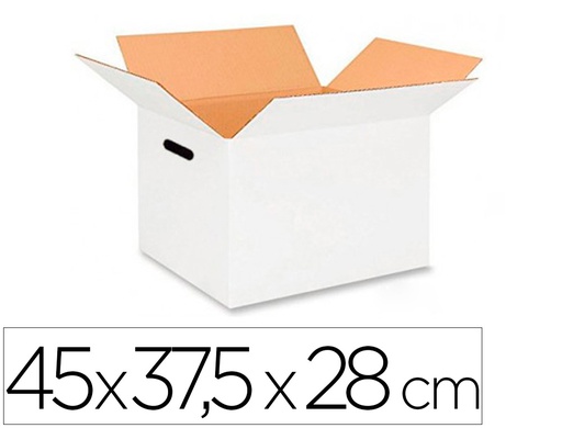 [KF14096] CAJA PARA EMBALAR Q-CONNECT AMERICANA ULTRA RESISTENTE CON ASAS CARTON CANAL DOBLE 7 MM COLOR BLANCO 450X280X375 MM