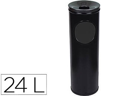 [401-N] CENICERO PAPELERA REDONDO 401 NEGRO METALICO 66X21,5 CM