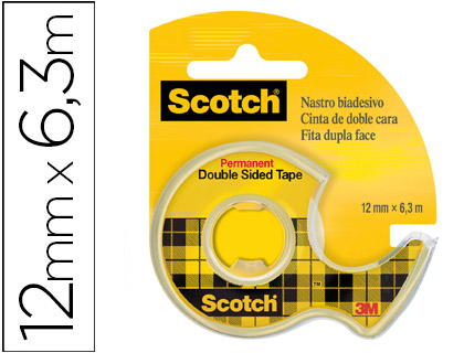 [7100284974] CINTA ADHESIVA SCOTCH 136-D DOS CARAS 6,3 MT X 12 MM EN PORTARROLLO