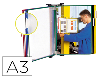 [413109] CLASIFICADOR DE PARED METAL CON 10 FUNDAS TAMAÑO A3 COLORES SURTIDOS