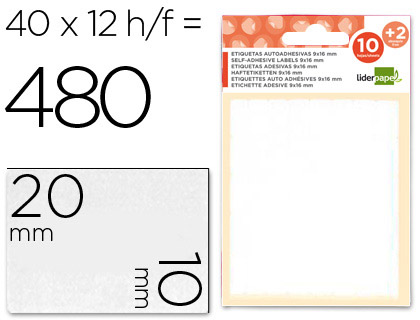[ET01] ETIQUETAS LIDERPAPEL SOBRE DE 10 H. + 2 H. OBSEQUIO 10X20 MM -35 UNIDADES POR HOJA
