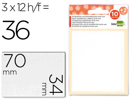 [ET17] ETIQUETAS LIDERPAPEL SOBRE DE 10 H. + 2 H. OBSEQUIO 34X70 MM -3 UNIDADES POR HOJA