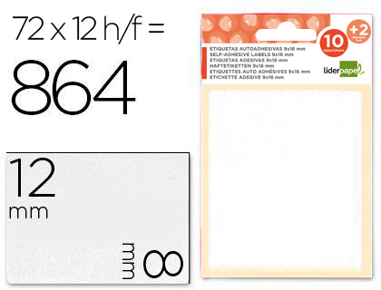 [ET25] ETIQUETAS LIDERPAPEL SOBRE DE 10 H. + 2 H. OBSEQUIO 8X12 MM -72 UNIDADES POR HOJA