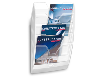 [1001540111] EXPOSITOR MURAL CEP DE PARED CON 5 COMPARTIMENTOS TRANSPARENTE Y BLANCO 580X122X350MM
