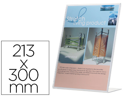 [KF04177] EXPOSITOR SOBREMESA Q-CONNECT CON FORMA DE L METACRILATO TAMAÑO 213X300 MM
