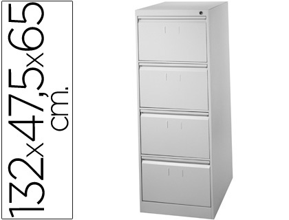 [F-1304A-GR75] FICHERO CAJONES DE SUELO METAL 4 CAJONES 132 CM ALTO 65 CM PROF 47,5 ANCHO GRIS 75 GUIAS TELESCOPICAS ANTIVUELCO