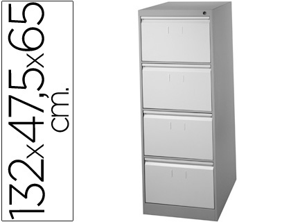 [F-1304A-GR] FICHERO CAJONES DE SUELO METAL 4 CAJONES-BICOLOR 132 CM ALTO 65CM PROF 47,5ANCHO COLOR GRISN.1375 GUIAS TELESC ANTIVUELC