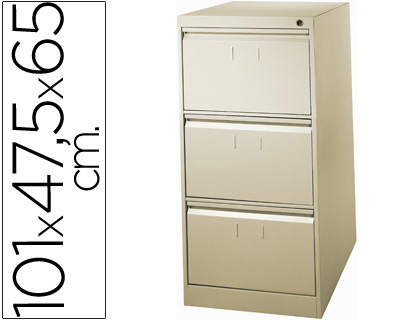 [F-1003A-BE] FICHERO CAJONES DE SUELO METALICO DE 3 CAJONES 101 ALTO,65 PROF. 47,5 ANCHO COLOR BEIGE N.34 ANTIVUELCO