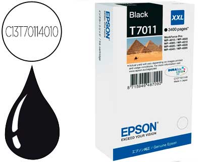 [C13T70114010] INK-JET EPSON STYLUS T7011 NEGRO XL WP-4000 4500 CAPACIDAD 3400 PAG