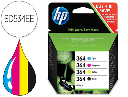 [N9J73AE] INK JET HP 364 3070A B8550 C53244/5380/63244/6380/510A D5460/B010A/109A/109D/F/209A C210A/C 5520/6520COLOR+NEGRO