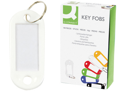 [KF02695] LLAVERO PORTAETIQUETAS Q-CONNECT COLOR BLANCO EXPOSITOR DE 100 UNIDADES