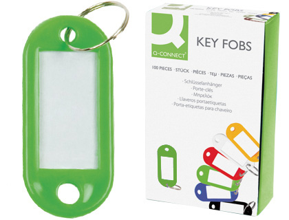 [KF02693] LLAVERO PORTAETIQUETAS Q-CONNECT COLOR VERDE EXPOSITOR DE 100 UNIDADES