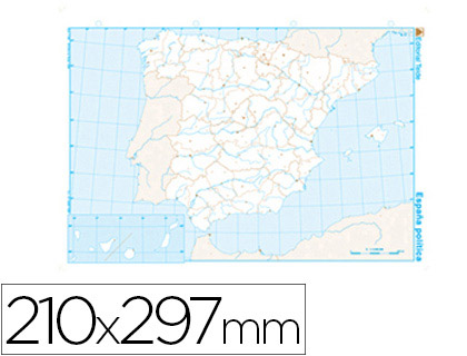 [7198-1] MAPA MUDO B/N DIN A4 ESPAÑA POLITICO