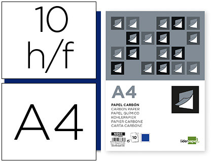 [NR03] PAPEL CARBON LIDERPAPEL AZUL DIN A4 BOLSA DE 10 HOJAS