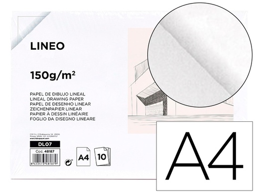 [DL07] PAPEL DIBUJO LIDERPAPEL 210X297MM 150G/M2 SIN RECUADRO PACK DE 10 HOJAS