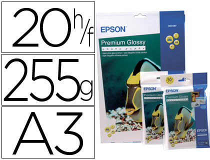[C13S041315] PAPEL FOTOGRAFICO EPSON DIN A3 PREMIUM GLOSSY 255 GR PACK DE 20 HOJAS