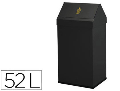 [123-N] PAPELERA METALICA BASCULANTE GANCHOS INTERIORES ARO INFERIOR PVC ANCHO 32CM ALTO 65CM FONDO 25CM CAPACIDAD 52L