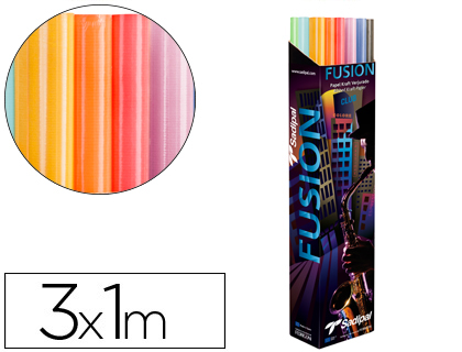 [S0310010(11265)] PAPEL KRAFT FUSION 1X3 MT EXPOSITOR 30 ROLLOS COLORES SURTIDOS