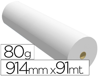 [914X91 80] PAPEL REPROGRAFIA PARA PLOTTER 914MMX91MT 80GR IMPRESION INK-JET