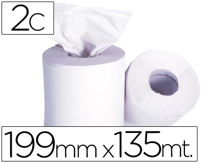 [10340404] PAPEL SECAMANOS 2 CAPAS 199 MM X 135 MT MANDRIL 70 MM DIAMETRO 197 MM