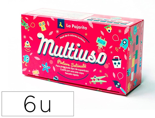 [119097] PINTURA LATEX LA PAJARITA SATINADA 35 ML CAJA DE 6 UNIDADES COLORES SURTIDOS