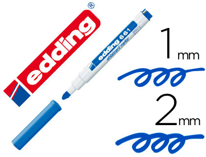 [661-03] ROTULADOR EDDING PARA PIZARRA BLANCA 661 COLOR AZUL PUNTA REDONDA 1-2 MM