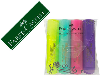 [154610] ROTULADOR FABER CASTELL FLUORESCENTE TEXTLINER 46 PASTEL ESTUCHE 4 UNIDADES COLORES SURTIDOS