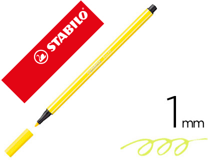 [68/24] ROTULADOR STABILO ACUARELABLE PEN 68 AMARILLO LIMON PUNTA GRUESA 1MM