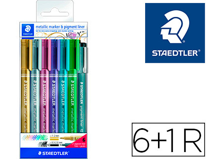 [8323-SWP6P] ROTULADOR STAEDTLER METALICO 8323 BLISTER DE 6 UNIDADES COLORES SURTIDOS + 1 ROTULADOR CALIBRADO 308 C2-9