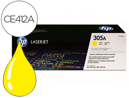 [CE412A] TONER HP 305A LASERJET M351/M451/M375/M475 AMARILLO - 2600 PAG -