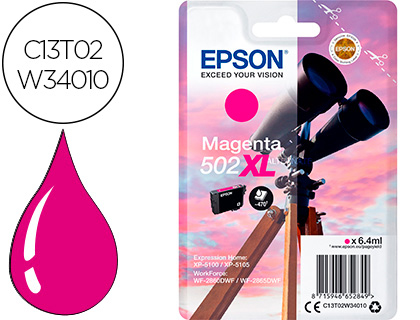 [C13T02W34010] INK-JET EPSON 502 XL EXPRESSION HOME XP 5100 / 5105 WORKFORCE WF 2860 / 2860DWF MAGENTA 470 PAGINAS