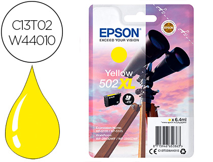 [C13T02W44010] INK-JET EPSON 502 XL EXPRESSION HOME XP 5100 / 5105 WORKFORCE WF 2860 / 2860DWF AMARILLO 470 PAGINAS
