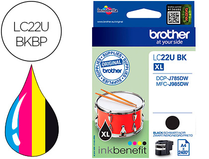 [LC22UBKBP] INK-JET BROTHER LC22UBK XL DCP-J785DW / DCP-J785DWXL / MFC-J985DW / MFC-J985DW NEGRO 2.400 PAG