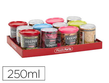 [11888] BOTE MULTIUSOS PLASTICO 250 ML CON TAPA DE COLOR 80X80X90 MM