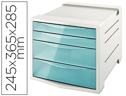 [626284] FICHERO CAJONES DE SOBREMESA ESSELTE COLOUR ICE PLASTICO 4 CAJONES COLOR AZUL 245X365X285 MM