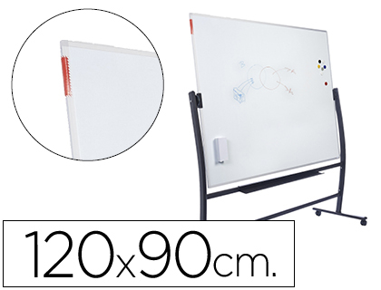 [RD-6871-4 + RD-6854] PIZARRA BLANCA ROCADA VITRIFICADA MAGNETICA CON SOPORTE VOLTEABLE DOBLE CARA 90X120 CM