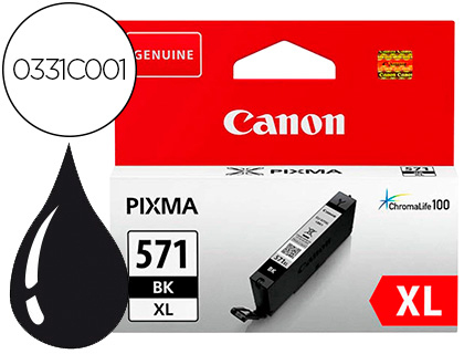 [0331C001] INK-JET CANON CLI-571BK XL PIXMA TS5051 / 5053 / 5055 / 6050 / 6051 / 6052 / 8051 / 8052 / 9050 / 9055 NEGRO 4425