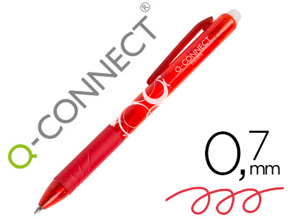 [KF18626] BOLIGRAFO Q-CONNECT RETRACTIL BORRABLE 0,7 MM COLOR ROJO