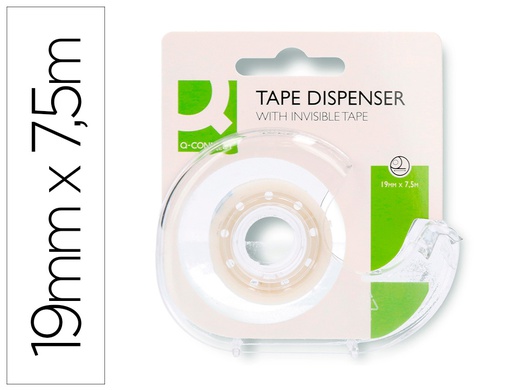 [KF15583] CINTA ADHESIVA Q-CONNECT INVISIBLE 7,5 MT X 19 MM CON PORTARROLLO EN BLISTER