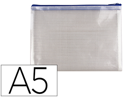 [KF18666] BOLSA MULTIUSOS Q-CONNECT MALLA DIN A5 APERTURA SUPERIOR CON CREMALLERA AZUL