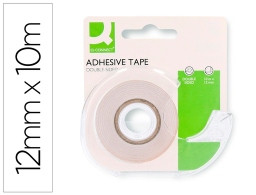 [KF17007] CINTA ADHESIVA Q-CONNECT DOBLE CARA 10 MT X 12 MM EN PORTARROLLOS