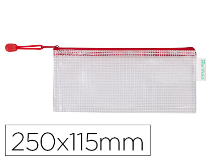 [509043] BOLSA MULTIUSOS TARIFOLD PVC 250X115 MM APERTURA SUPERIOR CON CREMALLERA PORTABOLIGRAFO Y CORREA COLOR ROJO