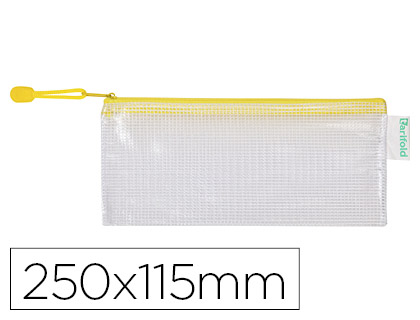 [509044] BOLSA MULTIUSOS TARIFOLD PVC 250X115 MM APERTURA SUPERIOR CON CREMALLERA PORTABOLIGRAFO Y CORREA COLOR AMARILLO