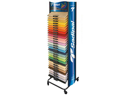 [14044] EXPOSITOR CARTULINA FABRIANO METALICO DE PIE 75 HOJAS POR COLOR 30 COLORES SURTIDOS 600X600X2018 MM