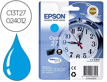 [C13T27024012] INK-JET EPSON 27 WF3620 / 7110 / 7610 / 7620 CYAN 300 PAG